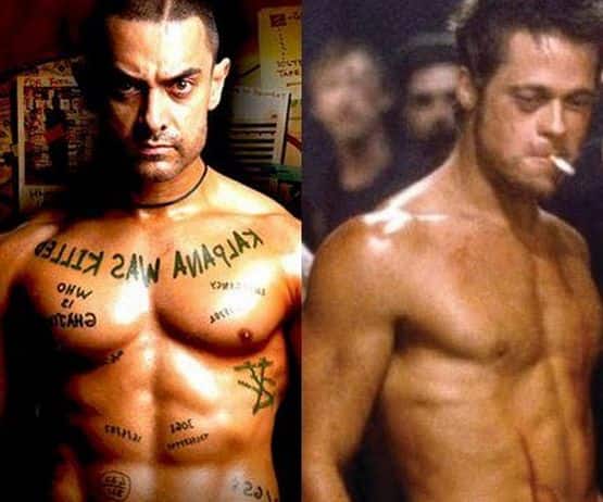 Aamir Khan in Ghajini and Brad Pitt in Fight Club