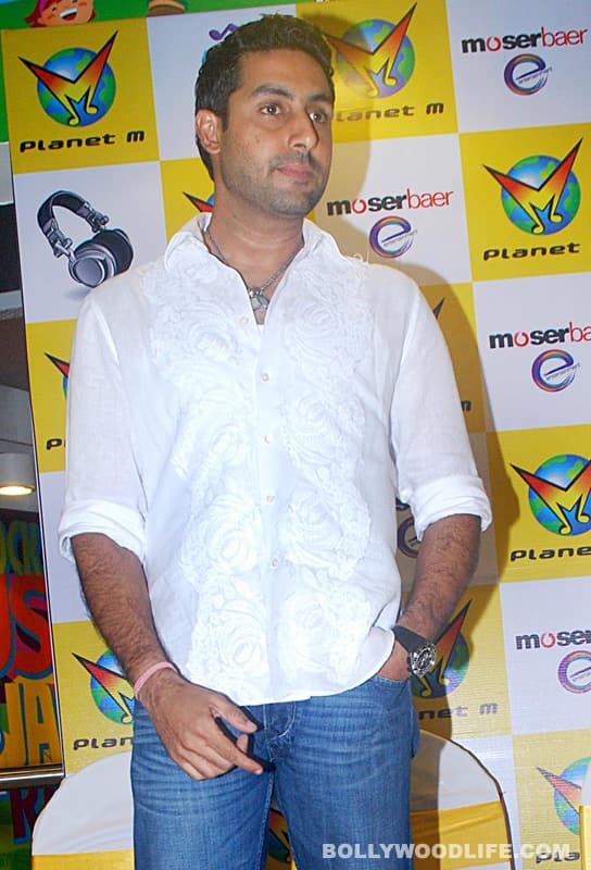 Abhishek Bachchan arrives at a music store in Andheri, Mumbai for the launch