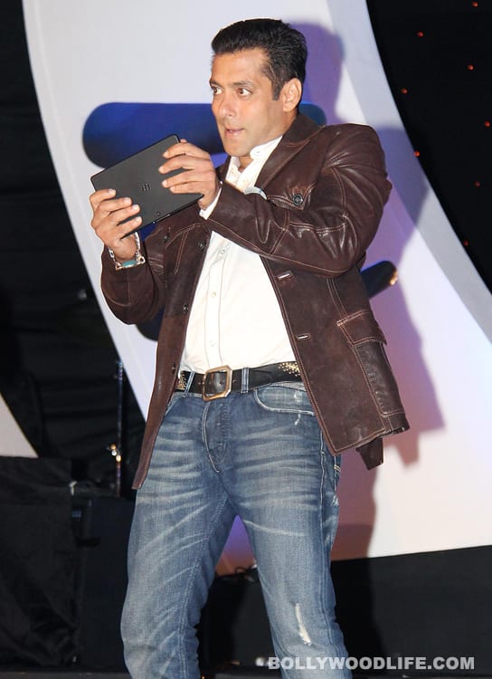 Salman Khan at a product launch event Salman Khan in animated mode