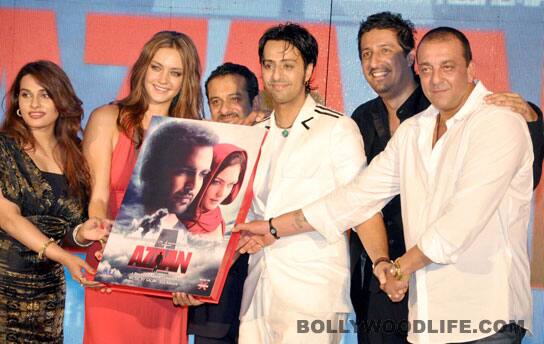 Sanjay Dutt with the cast and crew of Aazaan