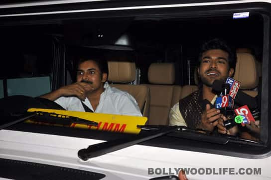Pawan Kalyan drives Ram Charan to his engagement.