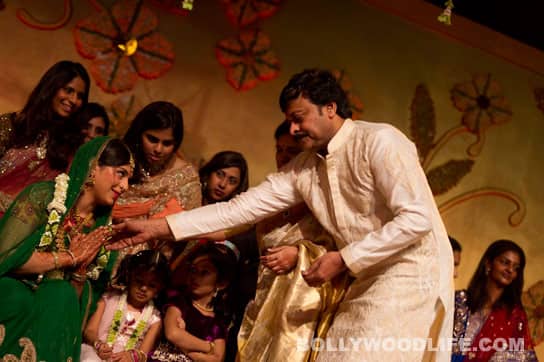 Actor-politician Chiranjeevi gives blessings to his future daughter-in-law.