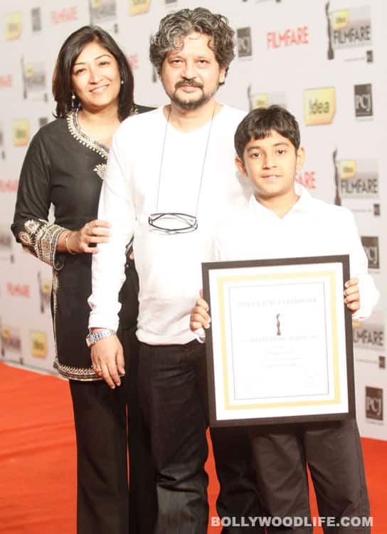 Amole Gupte with wife, and son Partho Gupte