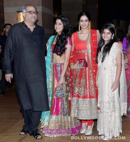 Boney Kapoor and Sridevi along with their kids 