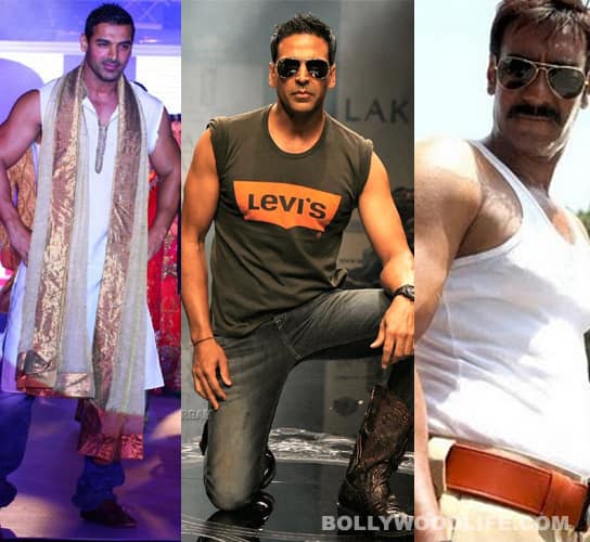 B-town hunks: too beefy for their shirts!