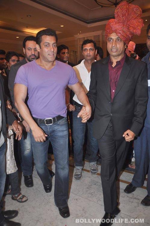 Salman Khan attends Bappa Lahiri-Taneesha Verma wedding ceremony Salman Khan with bride's father, Mahendra Verma