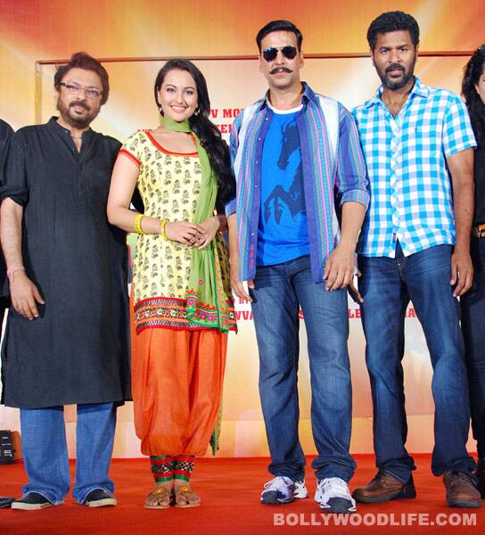Akshay Kumar, Sonakshi Sinha, Prabhu Deva, Sanjay Leela Bhansali at the trailer launch of 'Rowdy Rathore'