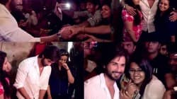 Shahid Kapoor enjoys with fans during special screening of R...Rajkumar