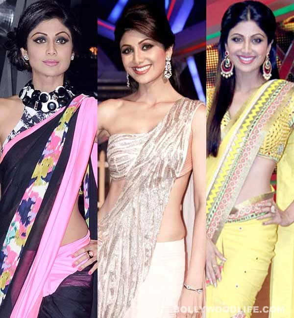 Shilpa Shetty Kundras Super Sexy Saree Style Statements