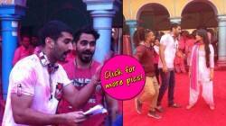 Aditya Roy Kapur and Parineeti Chopra play Holi on the sets of Daawat-e-Ishq
