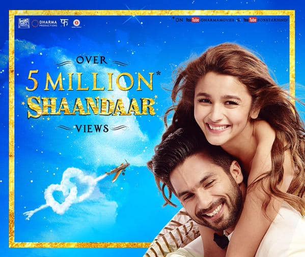 Shahid Kapoor Alia Bhatts Shaandaar Trailer Crosses 5 Million Views 6811