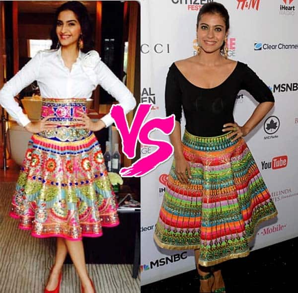 Kajol or Sonam Kapoor – who looks better in a Manish Arora skirt?