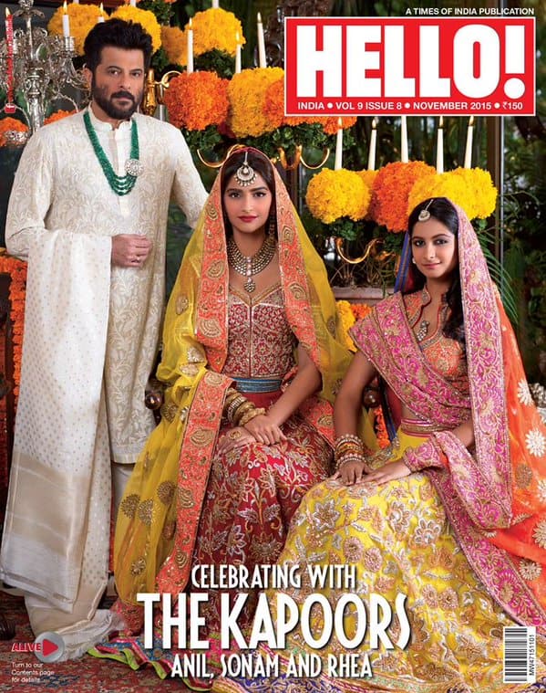 Sonam Kapoor poses like a royal princess with dad Anil Kapoor and sister Rhea for a magazine cover!