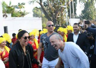Touchdown Mumbai! Deepika Padukone and Vin Diesel get a traditional Band Baaja Baarat welcome - view HQ pics Touchdown Mumbai! Deepika Padukone and Vin Diesel get a traditional Band Baaja Baarat welcome - view HQ pics