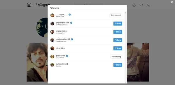 Shah Rukh Khan isn't following anyone from Bollywood on Instagram and