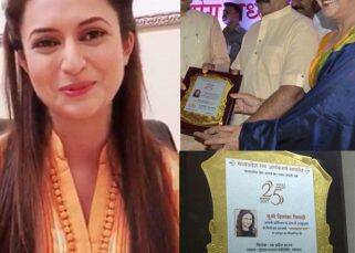 Divyanka Tripathi honoured by her home state, proud parents receive the award - view pics! Divyanka Tripathi honoured by her home state, proud parents receive the award - view pics!