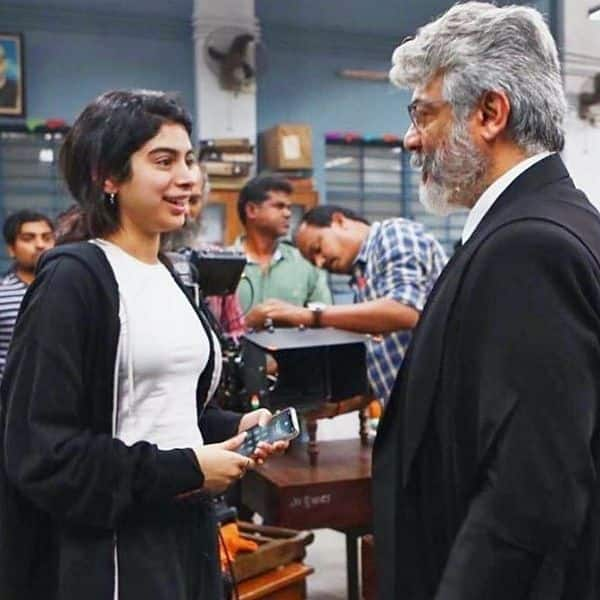 Khushi Kapoor Meets Thala Ajith On The Sets Of Nerkonda Paarvai And