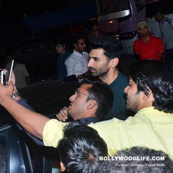Aditya Roy Kapur was surrounded by his fans as soon as he stepped out of the studio