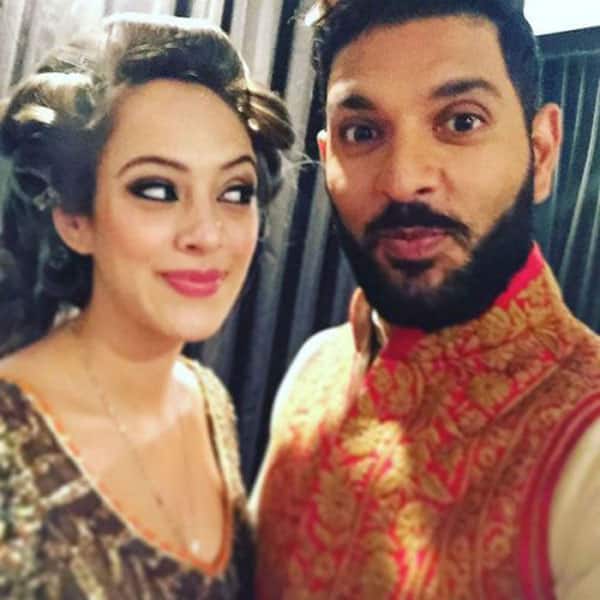 An adorable click of Yuvraj Singh and Hazel Keech from their pre-wedding functions