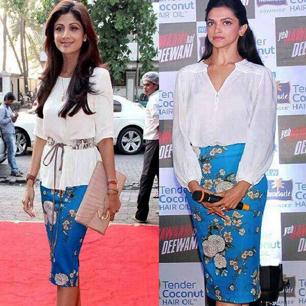 Deepika Padukone and Shilpa Shetty spotted in similar skirts