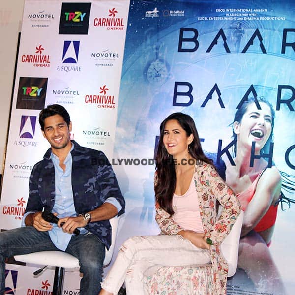 Katrina Kaif and Sidharth Malhotra interacting with media in Ahmadabad