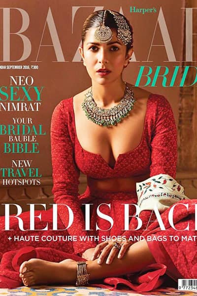 Nimrat Kaur on the cover of Harper’s Bazaar Bride magazine