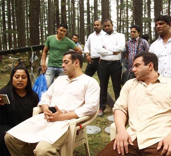Salman Khan in a candid moment with brother Sohail Khan on the sets of Tubelight.