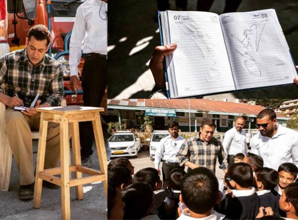 Salman Khan signs autographs for children in Manali on the sets of Tubelight.