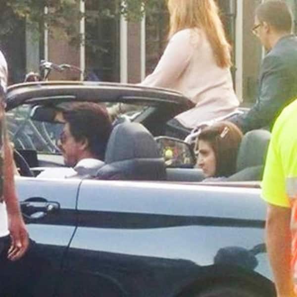 Shah Rukh Khan and Anushka Sharma taking a drive on the streets of Prague