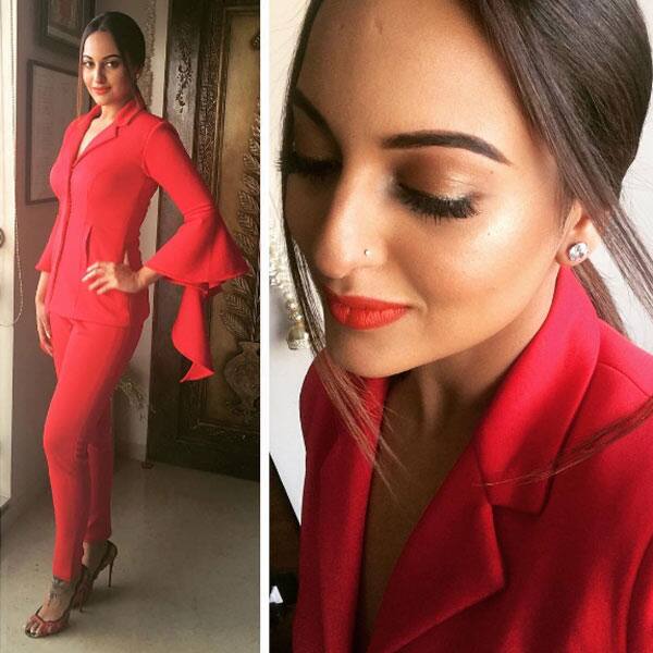 Sonakshi Sinha looks flawless in her red hot outfit