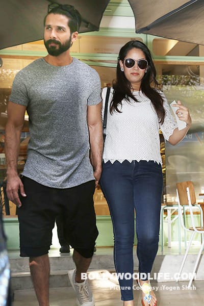 The smile on Miras face as Shahid Kapoor leads her out of the coffee place is hard to ignore The smile on Miras face as Shahid Kapoor leads her out of the coffee place is hard to ignore