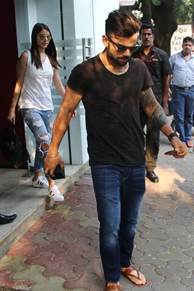 Virat Kohli and Anushka Sharma outside Royal China restaurant in Mumbai