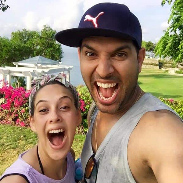Yuvraj Singh and Hazel Keech after engagement ceremony in Bali