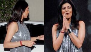 Sushmita Sen in a slinky silver outfit