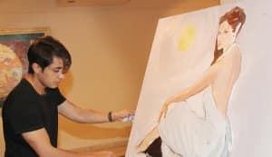 Ali Zafar paints a portrait of Aditi Rao Hydari at the promotional event of ‘London Paris New York’