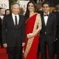Tabu at the Golden Globe Awards: The Life of Pi star looks resplendent in a red Abu-Sandeep&nbsp;saree