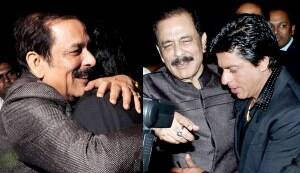 Shahrukh Khan and Subrata Roy share a warm hug