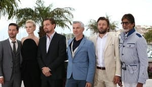 Cannes Film Festival 2013: Amitabh Bachchan, Leonardo DiCaprio and Tobey Maguire pose for the cameras before The Great Gatsby premiere