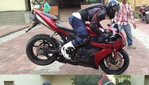 Uday Chopra falls off his bike