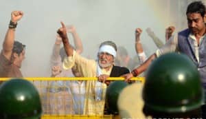 Why was Amitabh Bachchan protesting in Bhopal?