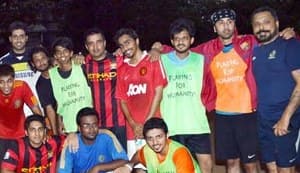 Ranbir Kapoor and Abhishek Bachchan play football for a cause