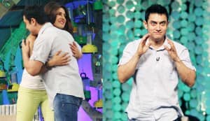 Aamir Khan gets a hug from Priyanka Chopra