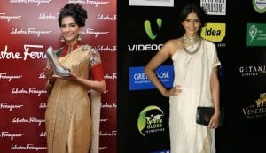 Sonam Kapoor loves to play around with saree styles?