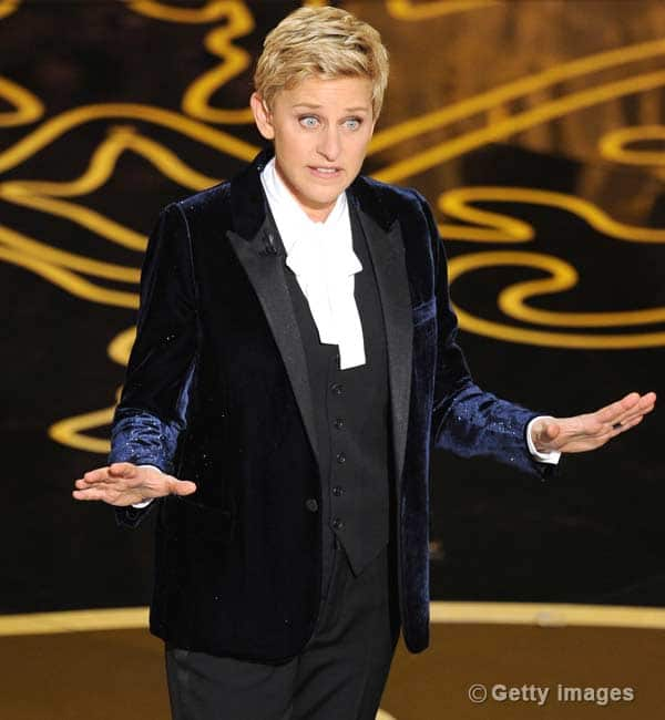 Oscars 2014 Memorable Moments Ellen DeGeneres Mocks Jennifer Lawrence   Host Ellen Degeneres Speaks Onstage During The Oscars At The Dolby Theatre On March 2 