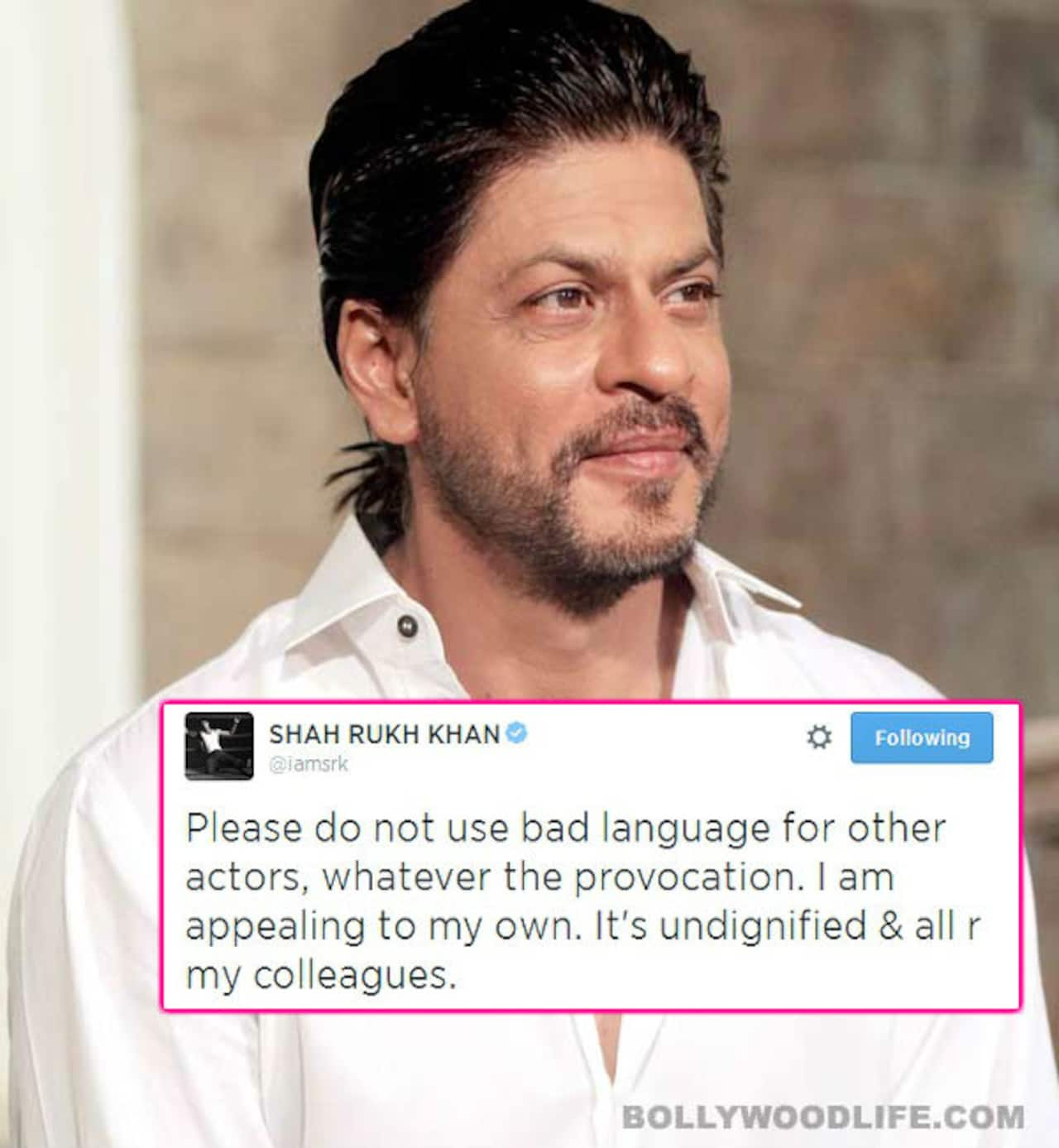 Shah Rukh Khan requests fans to refrain from slandering other actors ...