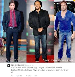 Shah Rukh Khan wishes Ajay Devgn and Rohit Shetty good luck for Singham Returns