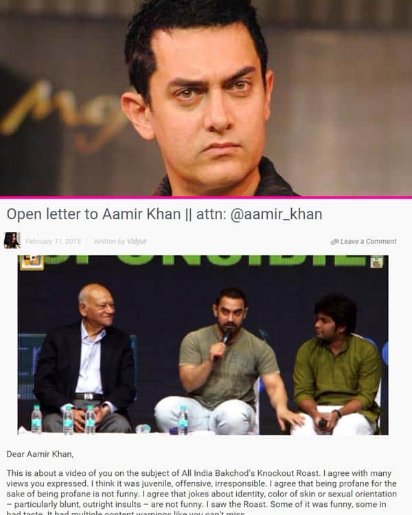 An aam aadmi's open letter to Aamir Khan on AIB Roast comments goes viral on Twitter - Read full letter!