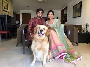 Newly married Shreya Ghoshal and Shiladitya Mukhopadhyaya pose with son Sherlock!