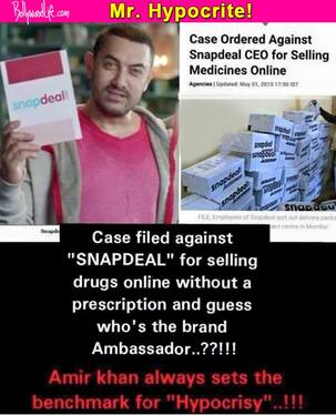 Aamir Khan's hypocrisy exposed after FIR filed against Snapdeal for selling medicines online!