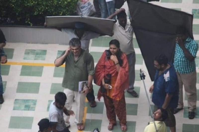 Inside pics: Ajith spotted shooting for Thala 56 with Lakshmi Menon!